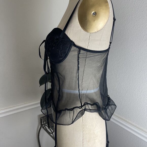 Seductive Wear by Cinema Etoile ,Black ,Tie Front Bustier Garter Corset M - Picture 6 of 7